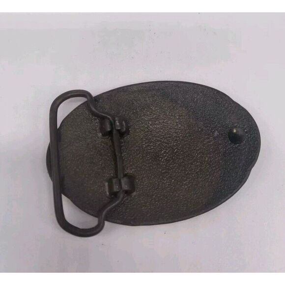 Vintage Oval Brass Belt Buckle, Gold Tone Tribal Pattern with Rope Frame - Picture 6 of 9